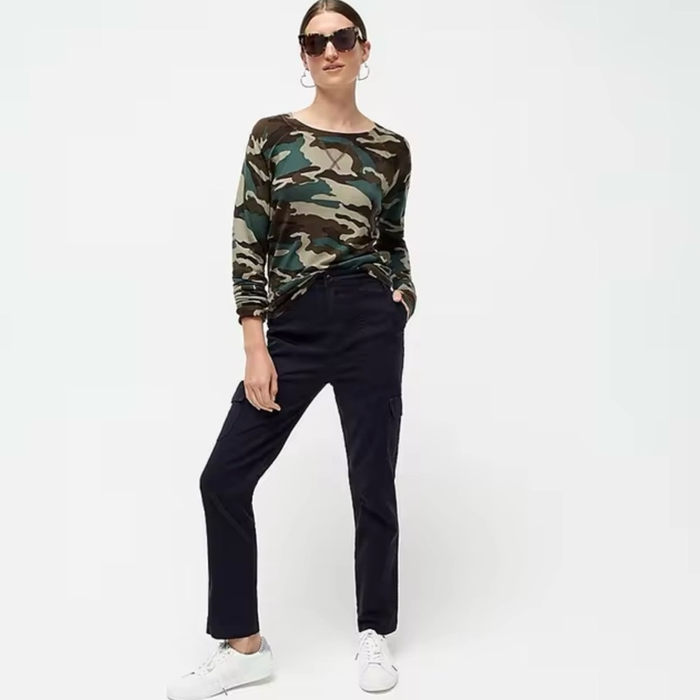 J. Crew Merino Wool Crew Neck Light Sweater in Green Brown Camo Sz. Medium - Picture 2 of 15